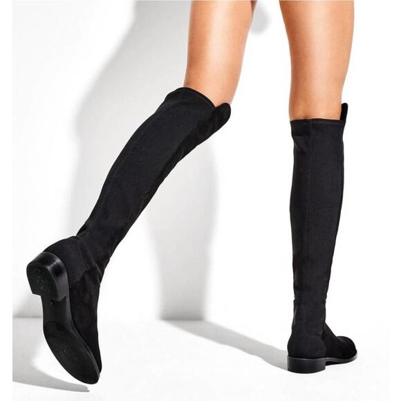 Stuart Weitzman 5050 Over The Knee High Boots Suede Leather Block Heel Flat - Picture 4 of 16